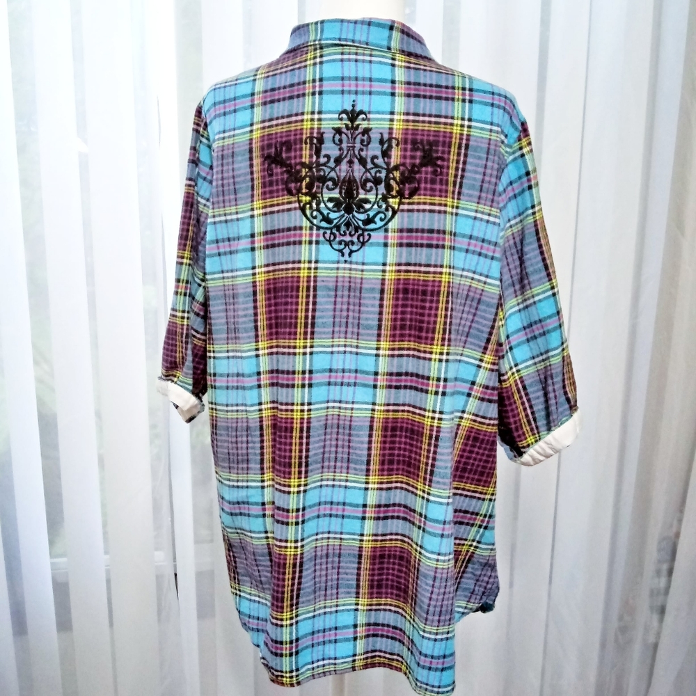 SOFT SURROUNDINGS Plaid Flannel Top